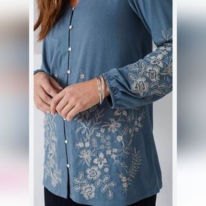 J.Jill Floral Expressions V neck Tunic oversized Small Petite